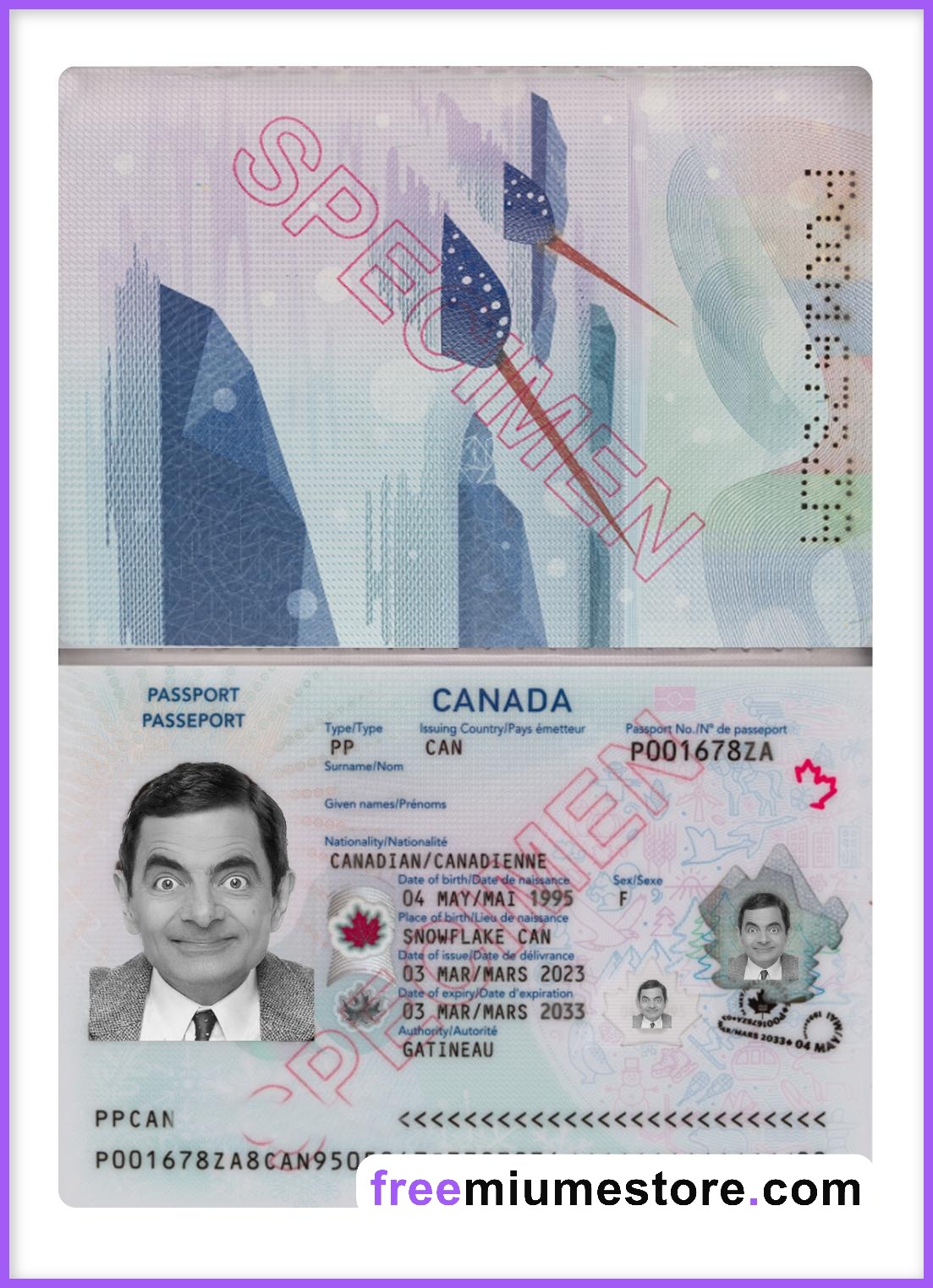 Canada passport PSD Template